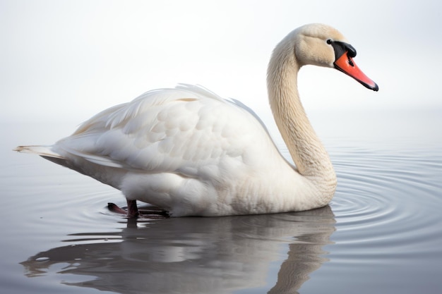 Cisne o pato en el agua de un lago o río