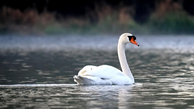 El cisne prepara su nido.