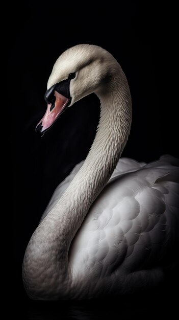 Cisne realista em fundo escuro gerado pela IA