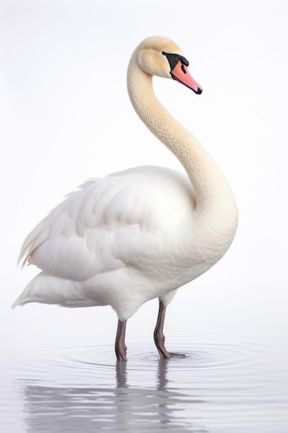 Cisne sobre un fondo blanco