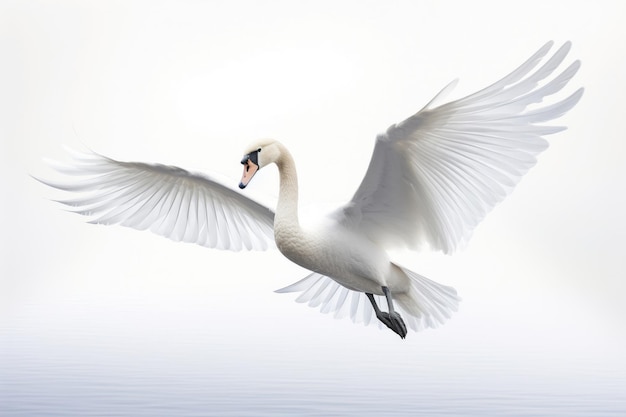 Cisne voador em fundo branco