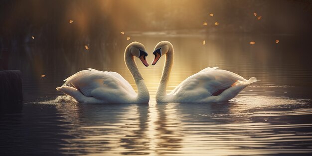 Foto cisnes a nadar no lago