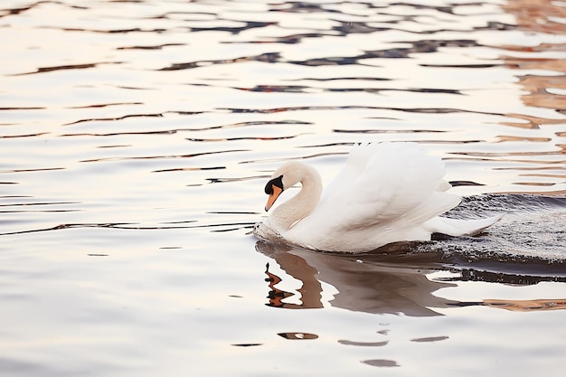 cisnes brancos na água / belos pássaros selvagens, cisnes na natureza