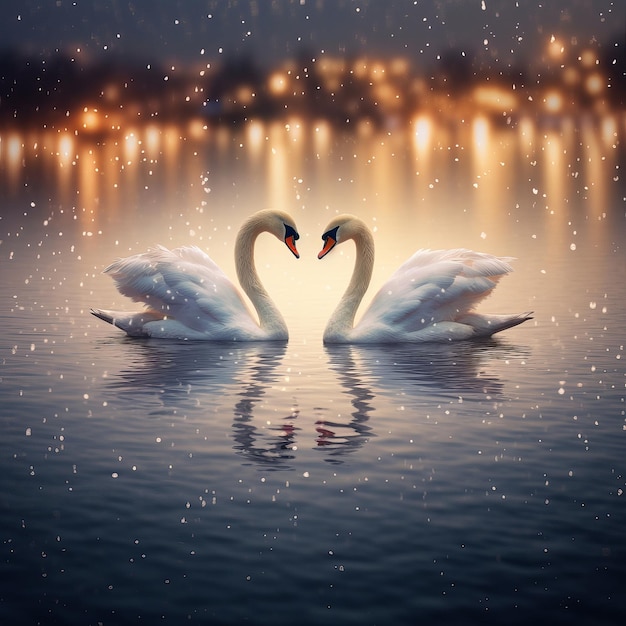 Cisnes enamorados estilo realista IA generativa