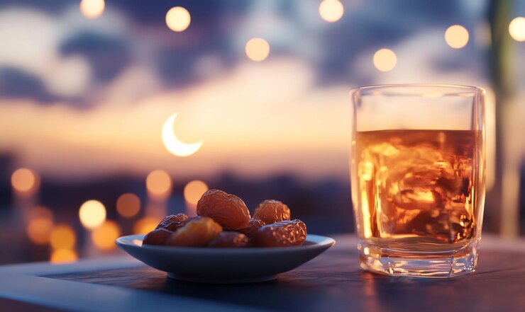 Citas y bebidas en el techo al atardecer