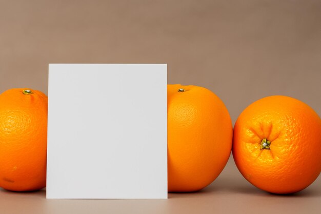 Foto citrus elegance mockup de papel branco alimentado pela aura de laranjas frescas