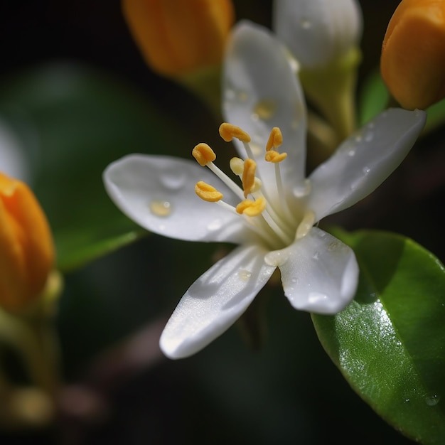 Citrus limón naranja flor closeup macro hermosa flor blanca fleur de orange