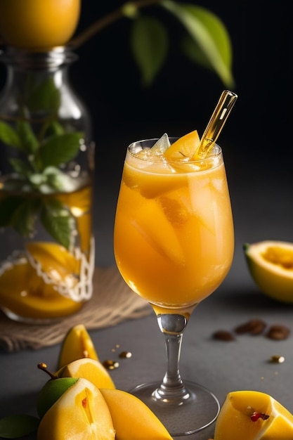 Citrus refrescante em um copo com frutas frescas