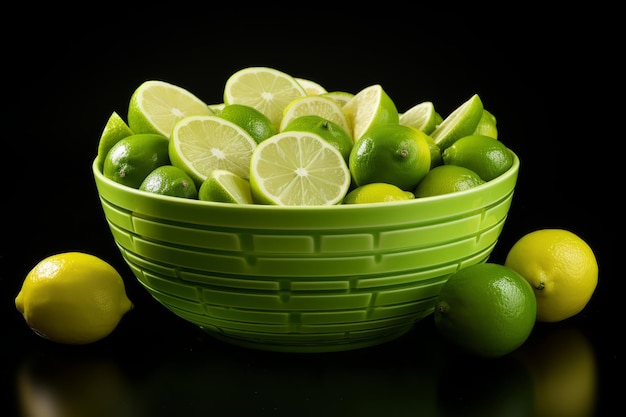 Citrus Symphony Un tazón vibrante de rodajas frescas de limón y lima