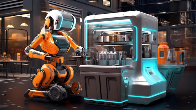 City Square Elixir Robotic Baristas' Neon Coffee Magic