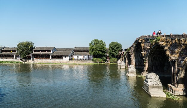 Ciudad antigua de Tangxi en el río Canal, Hangzhou, China