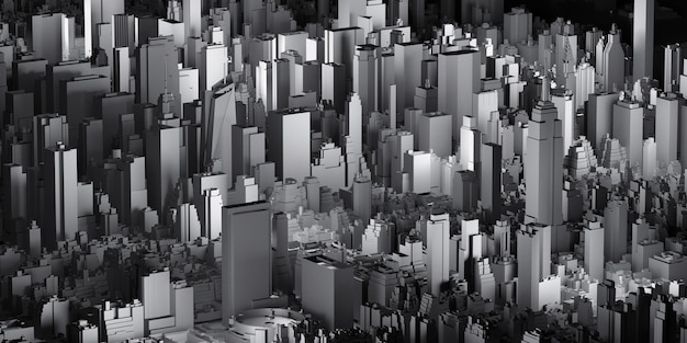 Ciudad capital con edificios altos edificios altos Nueva York Ilustración en 3D