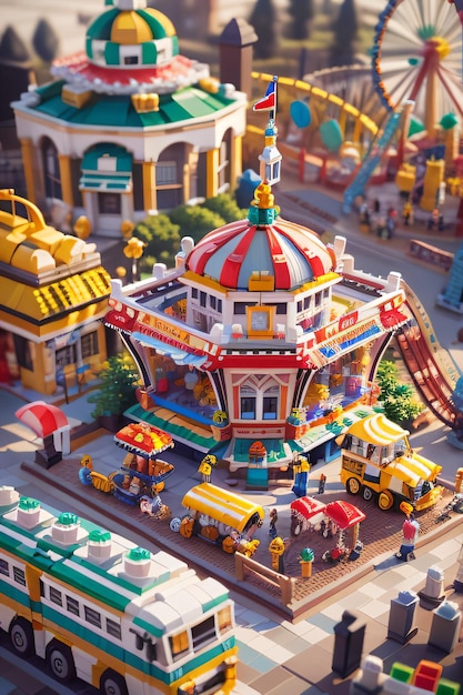 una ciudad construida con lego por IA