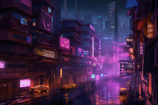 Ciudad Cyberpunk bajo la lluvia fondos de pantalla