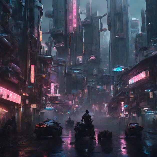 Foto la ciudad cyberpunk.