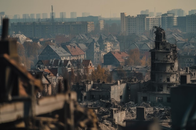 Ciudad destruida después de la guerra