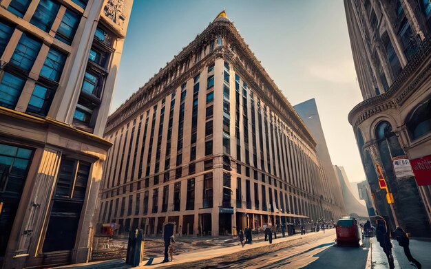 Foto ciudad con edificios altos y calles concurridas