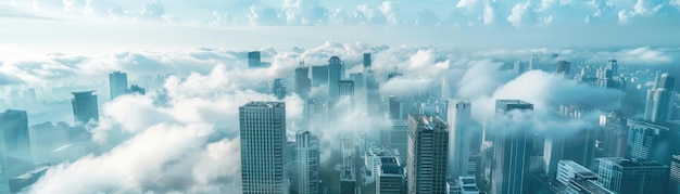 Una ciudad con edificios bajo un cielo nublado