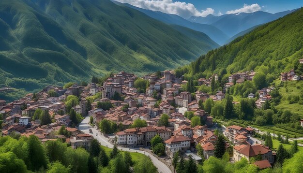 una ciudad es un pequeño pueblo en la ladera de la montaña