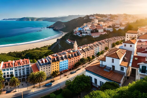 Una ciudad es un pueblo en la costa.