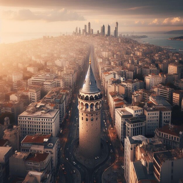 Foto la ciudad de estambul, el puente de galata.