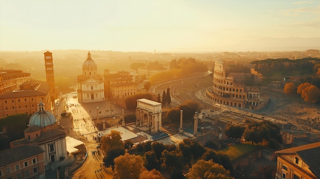 Foto la ciudad eterna revelada el coliseo foro palatino roma paisaje de cuentos