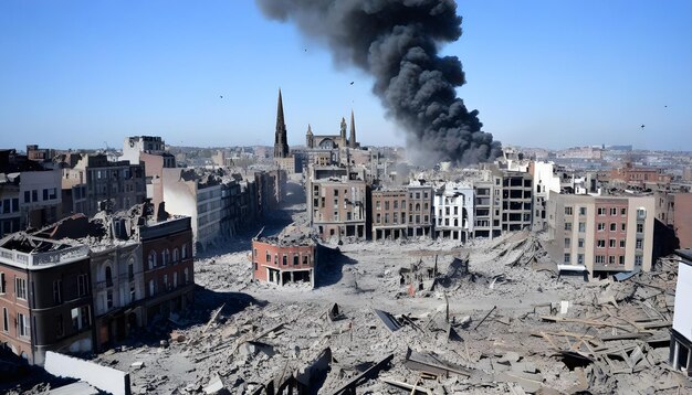 La ciudad fue bombardeada.