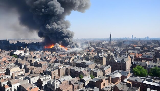 Foto la ciudad fue bombardeada.