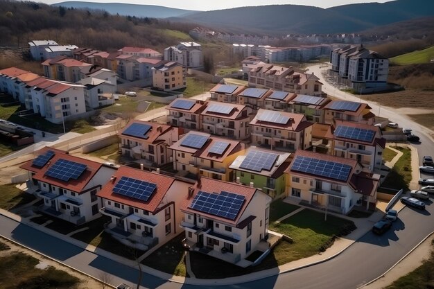 La ciudad funciona con energía solar Concepto de ecología y energía ecológica Red neuronal generada por IA