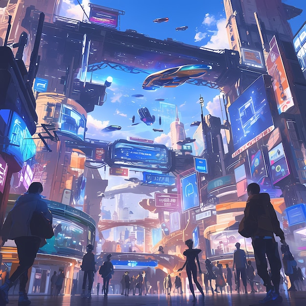 La ciudad futurista del crepúsculo, la felicidad holográfica.