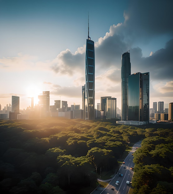 Foto ciudad futurista ecológica y no contaminante