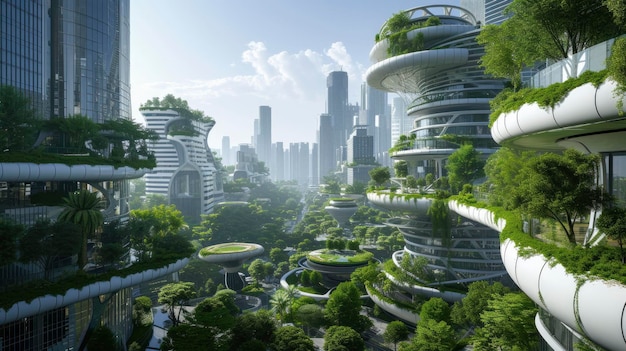 Ciudad futurista ecológica Una visión de sostenibilidad e innovación