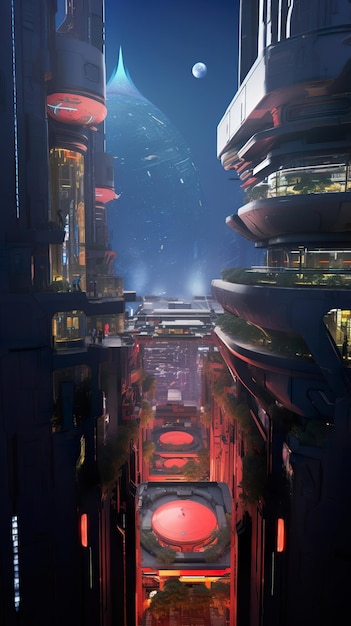 Ciudad futurista por la noche Generativo Ai
