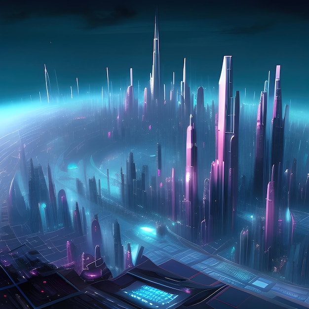 ciudad futurista paisaje generativo ai