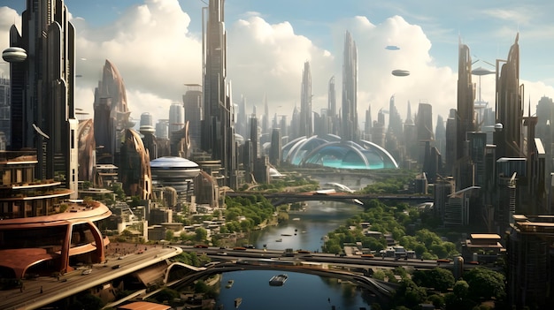 La ciudad del futuro rascacielos paisaje futuro del mundo