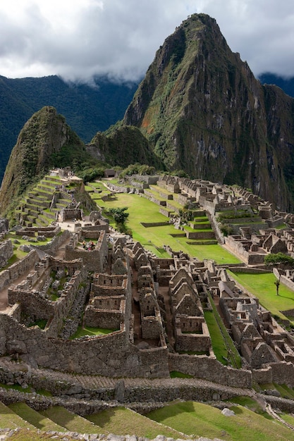 Foto la ciudad inca de machu picchu en perú américa del sur