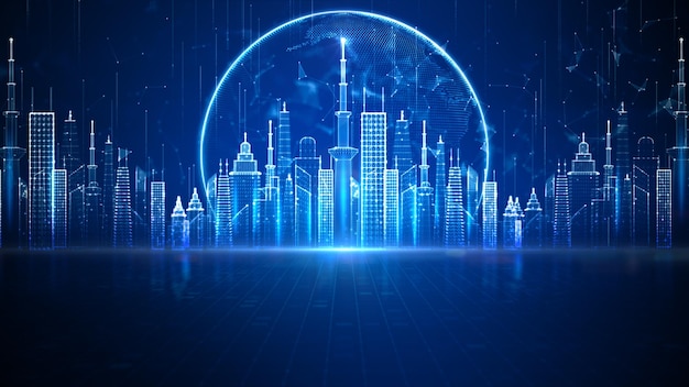 Ciudad Inteligente del Ciberespacio y Tecnología del Metaverso Conexión de Red Digital