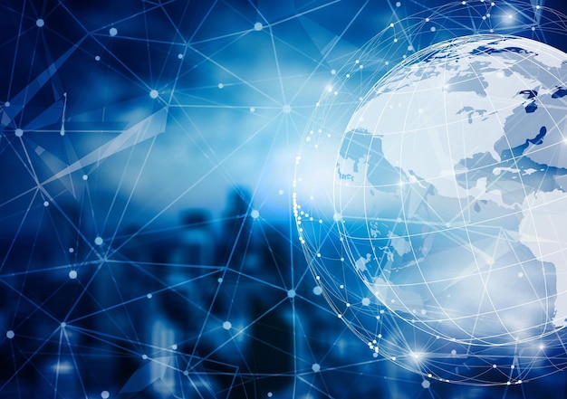 Ciudad inteligente y concepto de red global