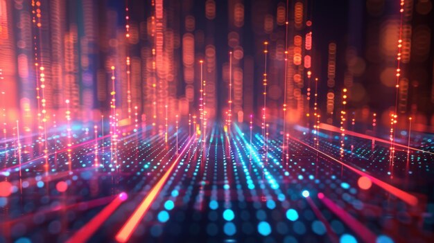 Ciudad inteligente con puntos abstractos y líneas de gradiente en el concepto de Big Data