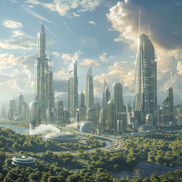 Ciudad inteligente de la tecnología del futuro para la humanidad