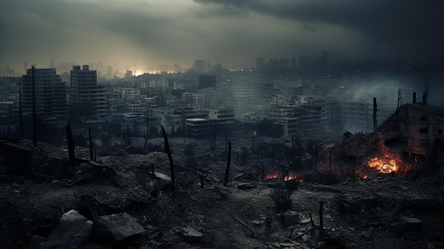 Foto ciudad israelí cubierta por humo oscuro