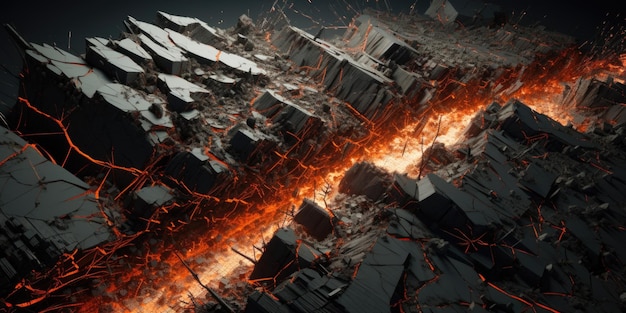 Foto una ciudad con llamas estallando adecuada para conceptos de desastre