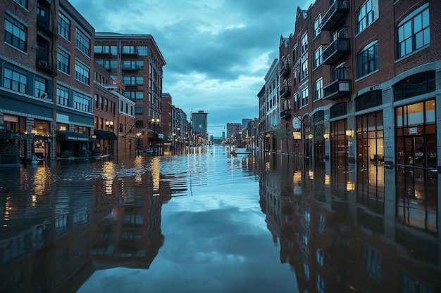 una ciudad bajo la lluvia