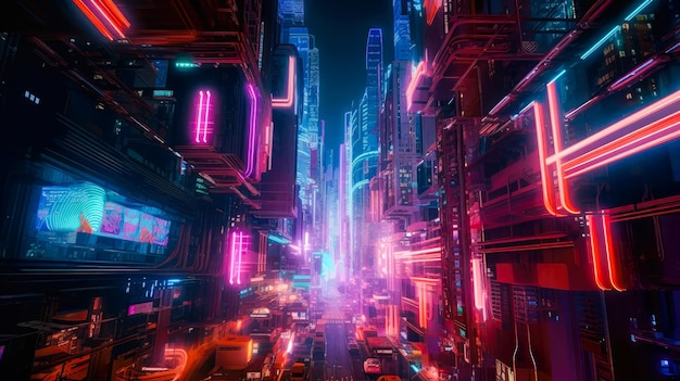 Una ciudad en luces de neón