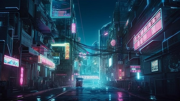 Una ciudad en luces de neón