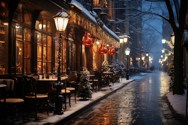 Una ciudad luminosa emerge en la tormenta de nieve generativa IA