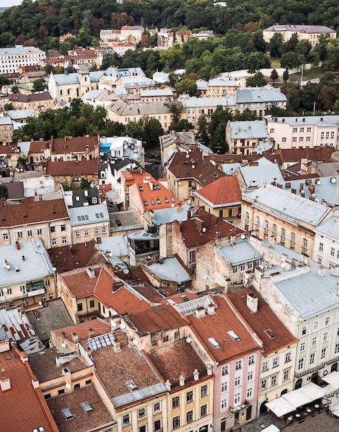 Ciudad de lviv vista de edificios residenciales desde arriba foto de alta calidad