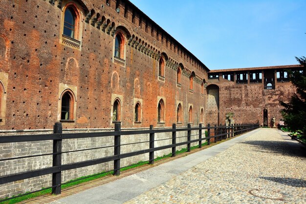 La ciudad de Milán Italia Sforza Castle walls landmark architecture