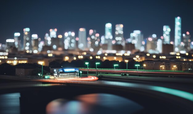 ciudad moderna red inalámbrica paisaje nocturno urbano tecnología de conexión fondo de la ciudad