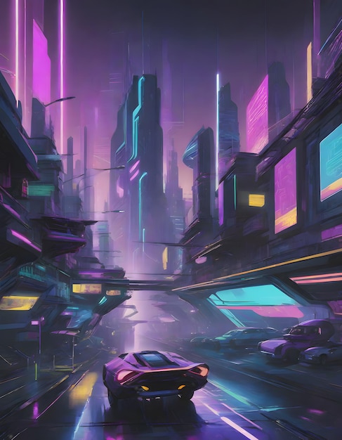 La ciudad del neón cyberpunk